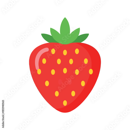 Red strawberry fruit illustration sweet berry icon healthy food graphic isolated on white background