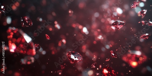 A Stunning Display of Brilliant Red Gems Sparkling Amidst a Dark Background, Creating an Enchanting and Luxurious Visual Experience