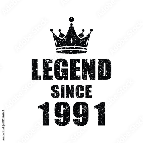 Celebrate a 1991 Legend with this cool graphic, perfect for birthdays or anniversaries, showcasing a vintage crown and bold text for timeless appeal