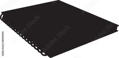 Black notebook vector illustration simple flat design element isolated on white background for notes diary or sketchbook