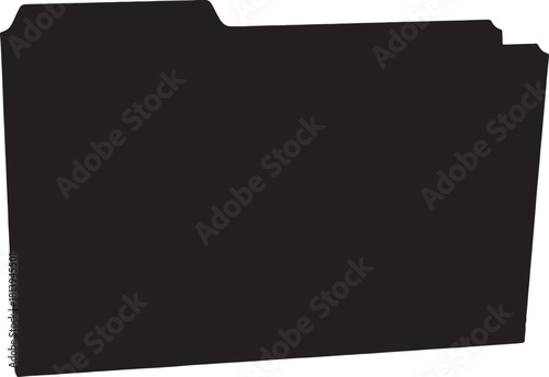 Black file folder icon simple flat vector design element isolated on white background for document organization and storage