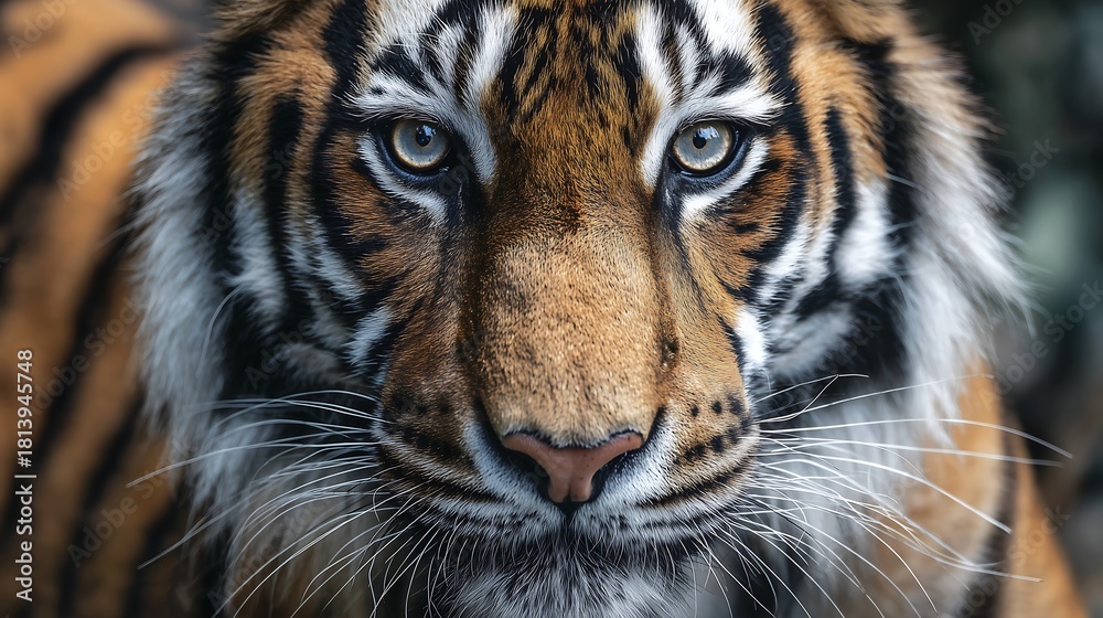 Fototapeta premium Tiger face closeup portrait wildlife animal