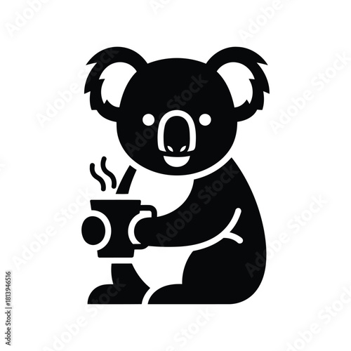 Cute koala holding coffee cup vector illustration australian animal morning beverage isolated on white background