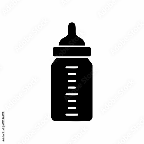 Baby Bottle Silhouette: A Simple Icon for Feeding Infants and Babies Nutrition