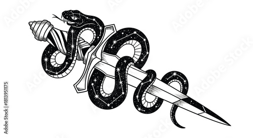 Snake and dagger vector illustration