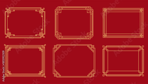 Korean traditional frames, line borders set with knot corners ornament.