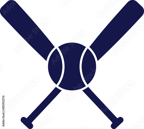 Baseball Bats Crossed with Ball Sports Icon