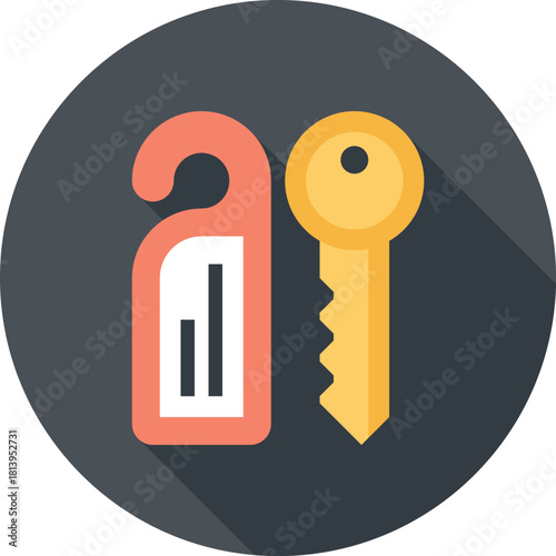 Modern hotel room flat line vector illustration icon design concept. Icon for mobile and web graphics. Flat symbol, logo creative concept. Simple and clean flat pictogram