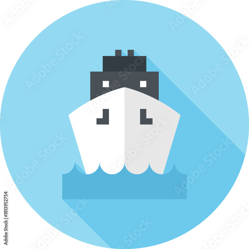 Modern cruise liner flat line vector illustration icon design concept. Icon for mobile and web graphics. Flat symbol, logo creative concept. Simple and clean flat pictogram