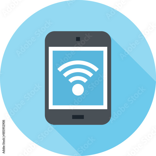 Modern free wifi area flat line vector illustration icon design concept. Icon for mobile and web graphics. Flat symbol, logo creative concept. Simple and clean flat pictogram