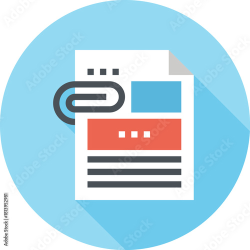 Modern attachment file flat line vector illustration icon design concept. Icon for mobile and web graphics. Flat symbol, logo creative concept. Simple and clean flat pictogram