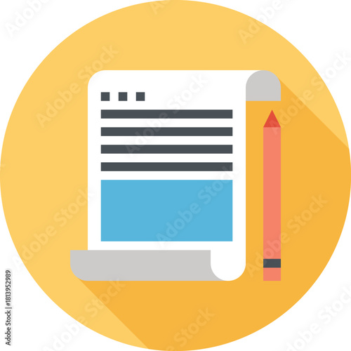 Modern scroll flat line vector illustration icon design concept. Icon for mobile and web graphics. Flat symbol, logo creative concept. Simple and clean flat pictogram