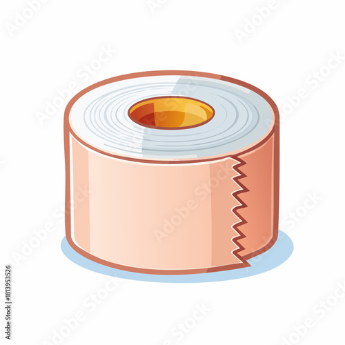 Cartoon illustration of adhesive tape roll with realistic details and style