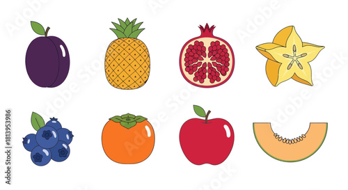 Assortment of vibrant fruits isolated on white background for various uses