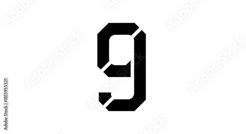 Striking graphic illustration showcasing a bold and modern number nine design