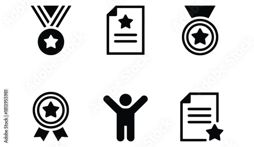 Medal With Star Award For Best Choice And Success In Business Or Sport And Motivation Symbol Made As Icon With Ribbon And Recognition Isolated On White Background