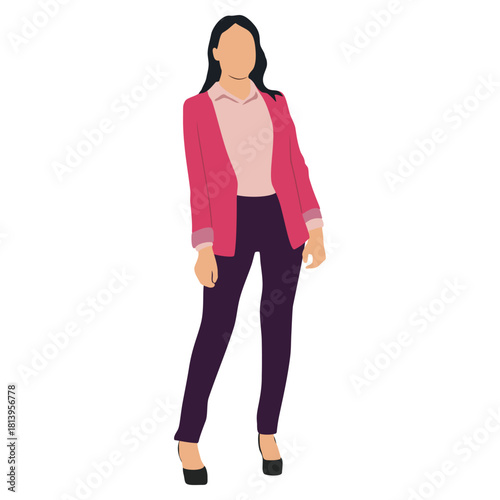 Businesswoman in full isolated vector illustration. full body seen. wearing a business suit.