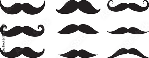 Man Moustache Silhouettes Set – Vintage, Classic, Hipster Beard Styles Vector Collection.