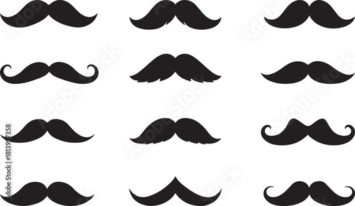 Man Moustache Silhouettes Set – Vintage, Classic, Hipster Beard Styles Vector Collection.
