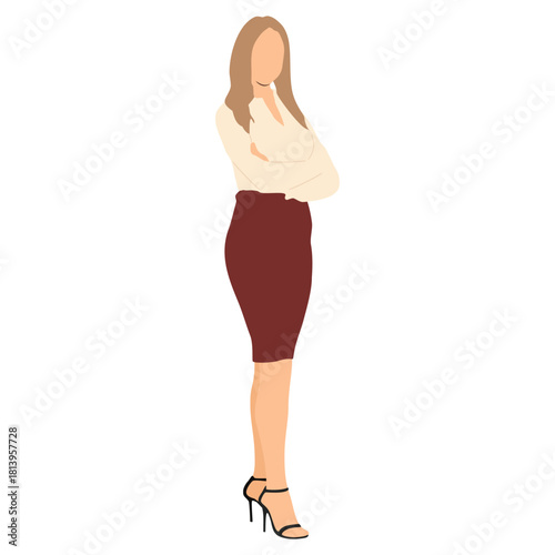 Businesswoman in full isolated vector illustration. full body seen. wearing a business suit.
