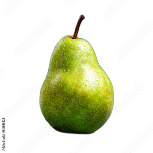 Fresh Green Pear Isolated on Black Background for Creative and Culinary Uses in Stock Photography, Featuring Detailed Texture and Color