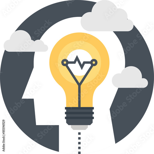 creative thinking flat web icon concept