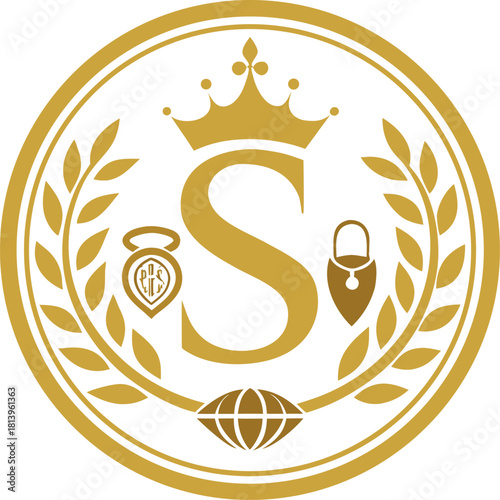 Elegant golden monogram design template with customizable letters