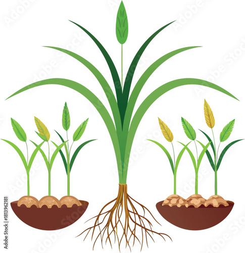 Life cycle of the rice plant oryza sativa illustration