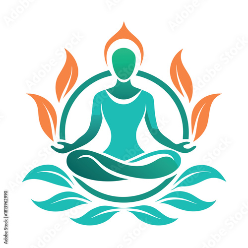 Clean meditation wellness yoga logo design