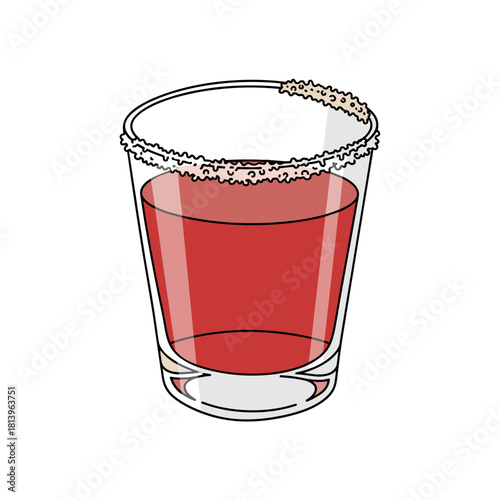 Red cocktail in a glass with sugar rim for festive celebrations  