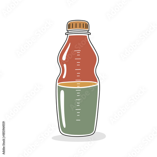 Water tracker bottle filled with orange and green liquid  