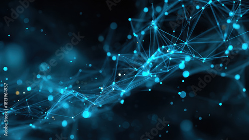 Wallpaper Mural Название (15 слов)
Abstract Digital Network Visualization With Glowing Blue Nodes And Connection Lines In Three Dimensional Data Structure Torontodigital.ca