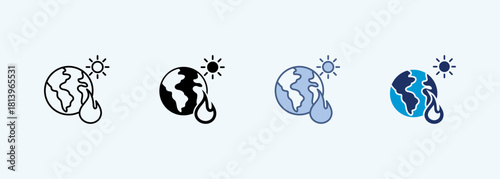 global warming multiple style icon collection