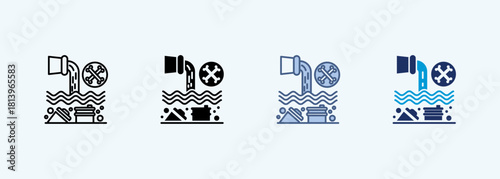 water pollution multiple style icon collection