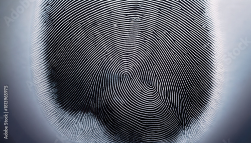 Ultra-close fingerprint showing sharp ridge lines and whorl patterns on a bright white background, ideal for forensic applications.