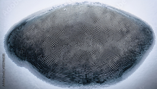 Ultra-close fingerprint showing sharp ridge lines and whorl patterns on a bright white background, ideal for forensic applications.