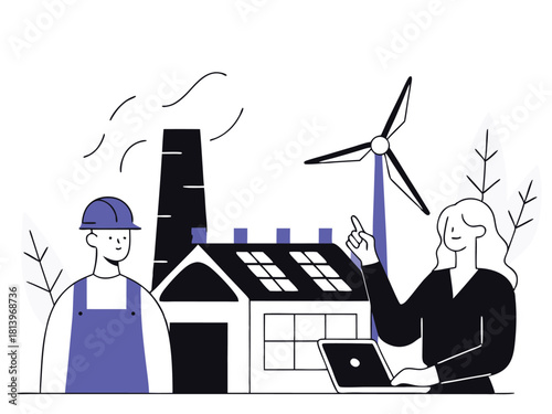 Clean energy team planning sustainable solutions for eco-friendly power generation