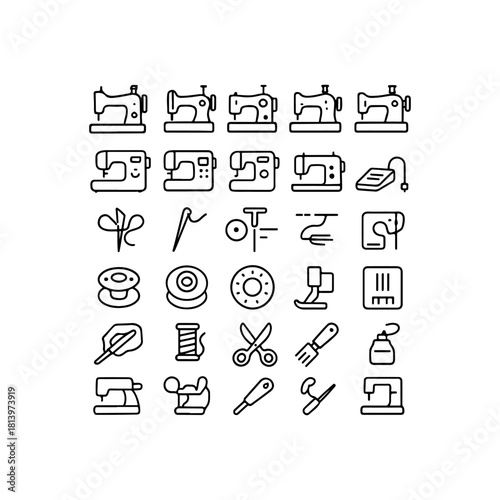Hand drawn sewing icons collection