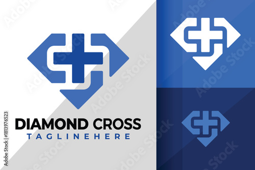 Diamond Cross Health Care Logo Logos Design Element Stock Vector Illustration