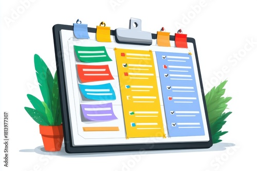 colorful checklist board with plant clip art preview