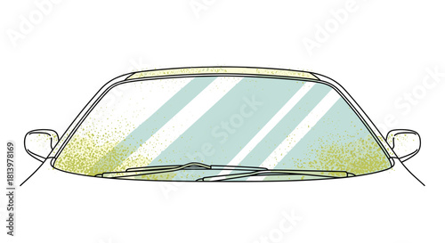 Pollen accumulation on car windshield during spring season  