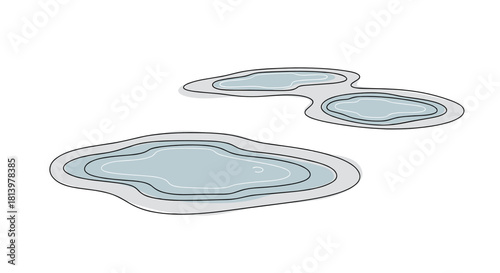 Rainwater puddles on a plain background in minimalist style  