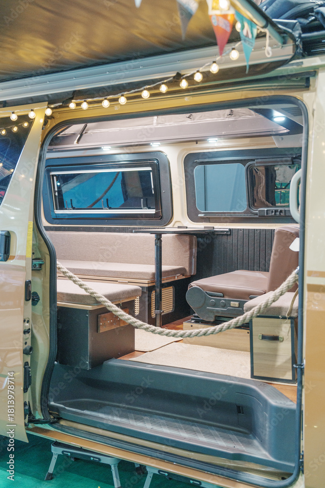 Fototapeta premium Interior space of a modern camping RV