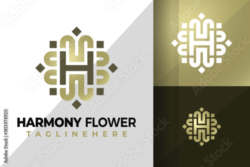 Letter H Beauty Flower Ornament Logo Icon Vector Design Illustration
