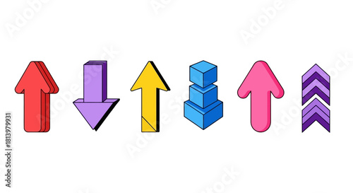 Colorful Arrow Icons Set Vibrant Up, Down, and Directional Symbols for Design and Navigation