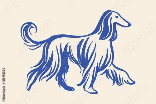 Afghan hound hand-drawn sketch dog illustration vector