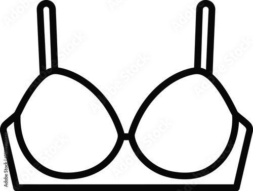 Underwear bra lingerie vector illustration icon, silhouette. Balconette, black underwire bra with a strappy design and a back closure. 