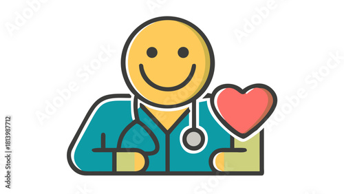 Doctor with Heart and Stethoscope Healthcare Illustration