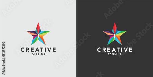 Digital colorful abstract icons, elements and symbols with initial I logo, template