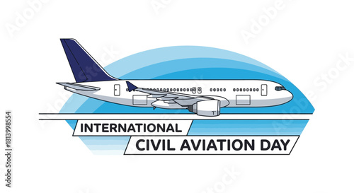Vector Illustration for International Civil Aviation Day Celebration with Airplane Icon